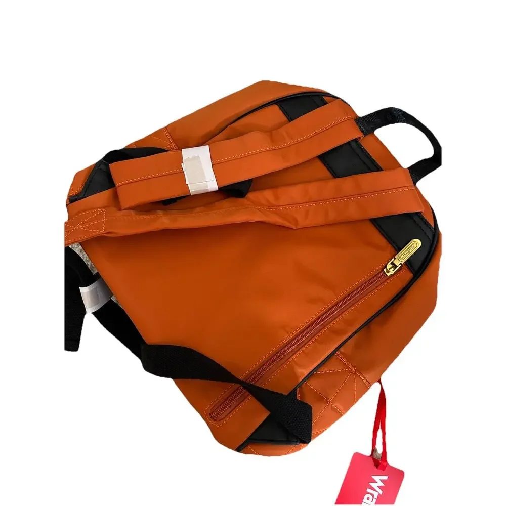 Wrangler Womens Quilted Mini Backpack Burnt Orange Geometric Nylon Daypack New